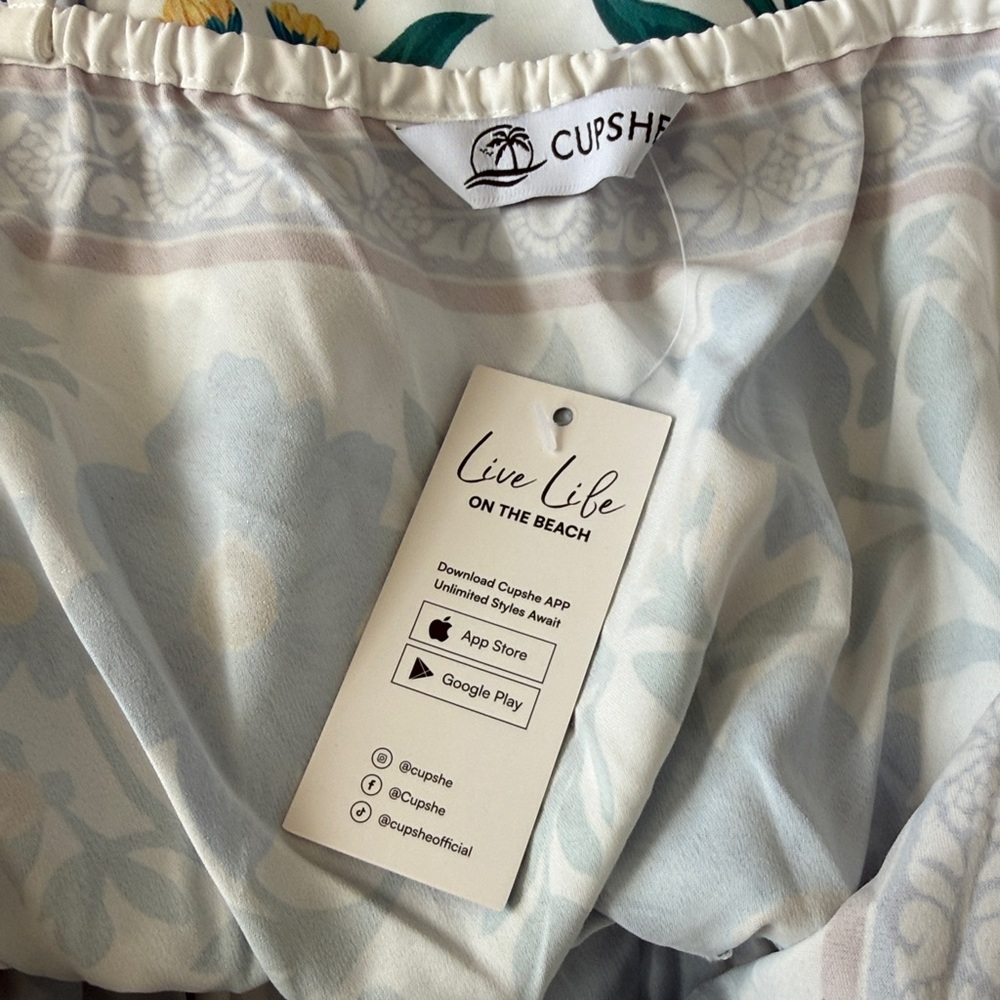 Cupshe Dress Medium Sleeveless Blue White Bahama Honey Floral Mini New Vacation - Picture 6 of 6
